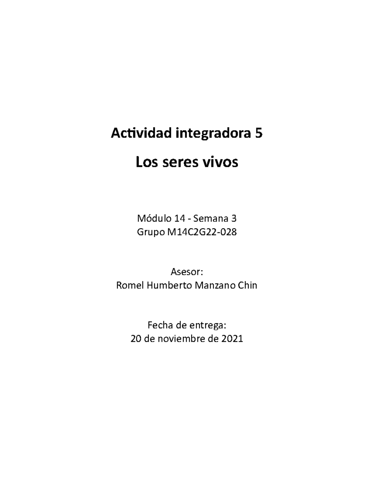 M14S3AI5 - Matemáticas - Actividad Integradora 5 Los Seres Vivos Módulo ...