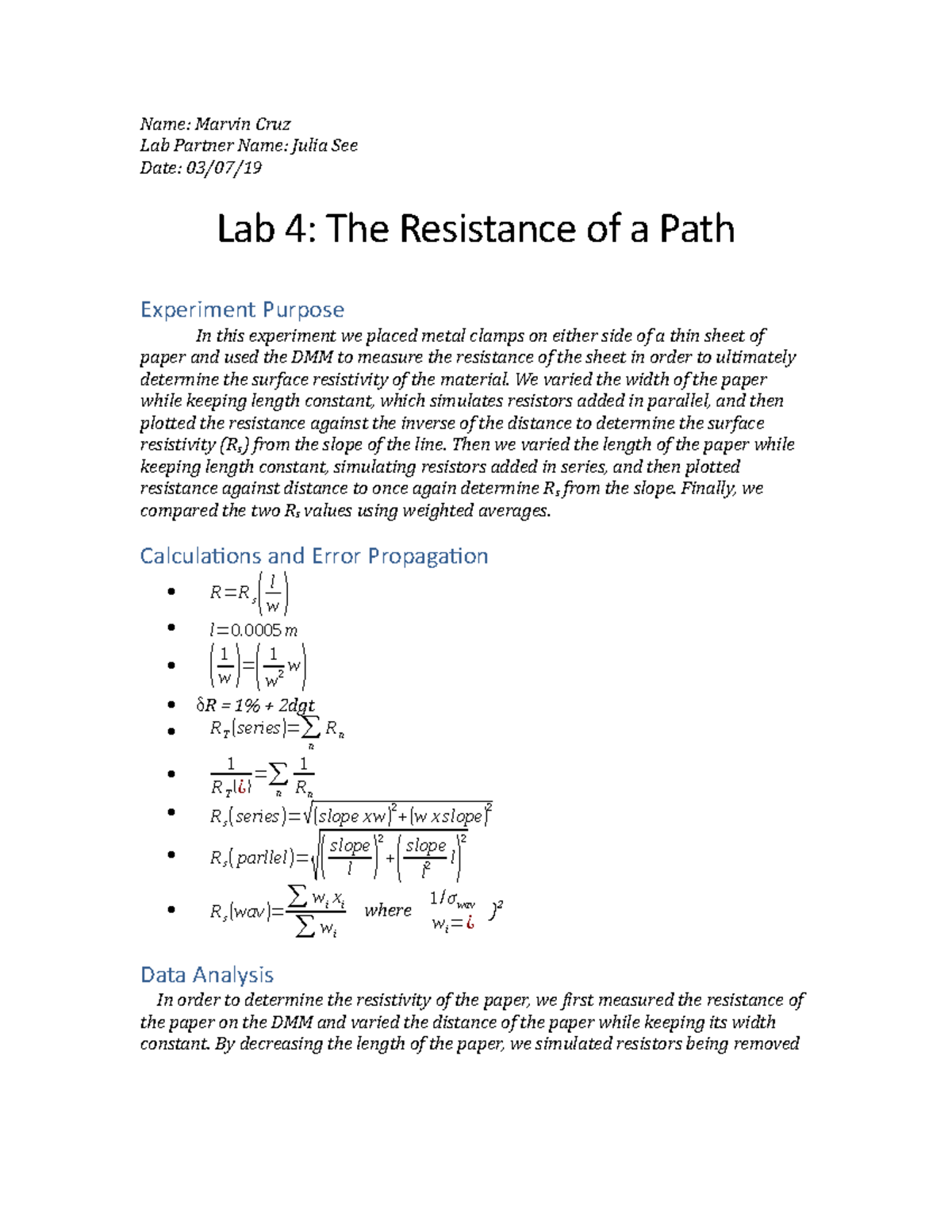Cruz B9 Lab4 Note - Lab 4 note - Name: Marvin Cruz Lab Partner Name ...