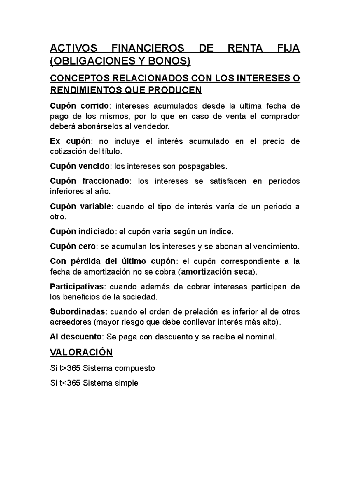 Títulos de Deuda - Conceptos - ACTIVOS FINANCIEROS DE RENTA FIJA ...