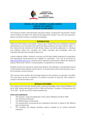 Module Outline 2024 - UNIVERSITY OF KWAZULU-NATAL SCHOOL OF LAW ...