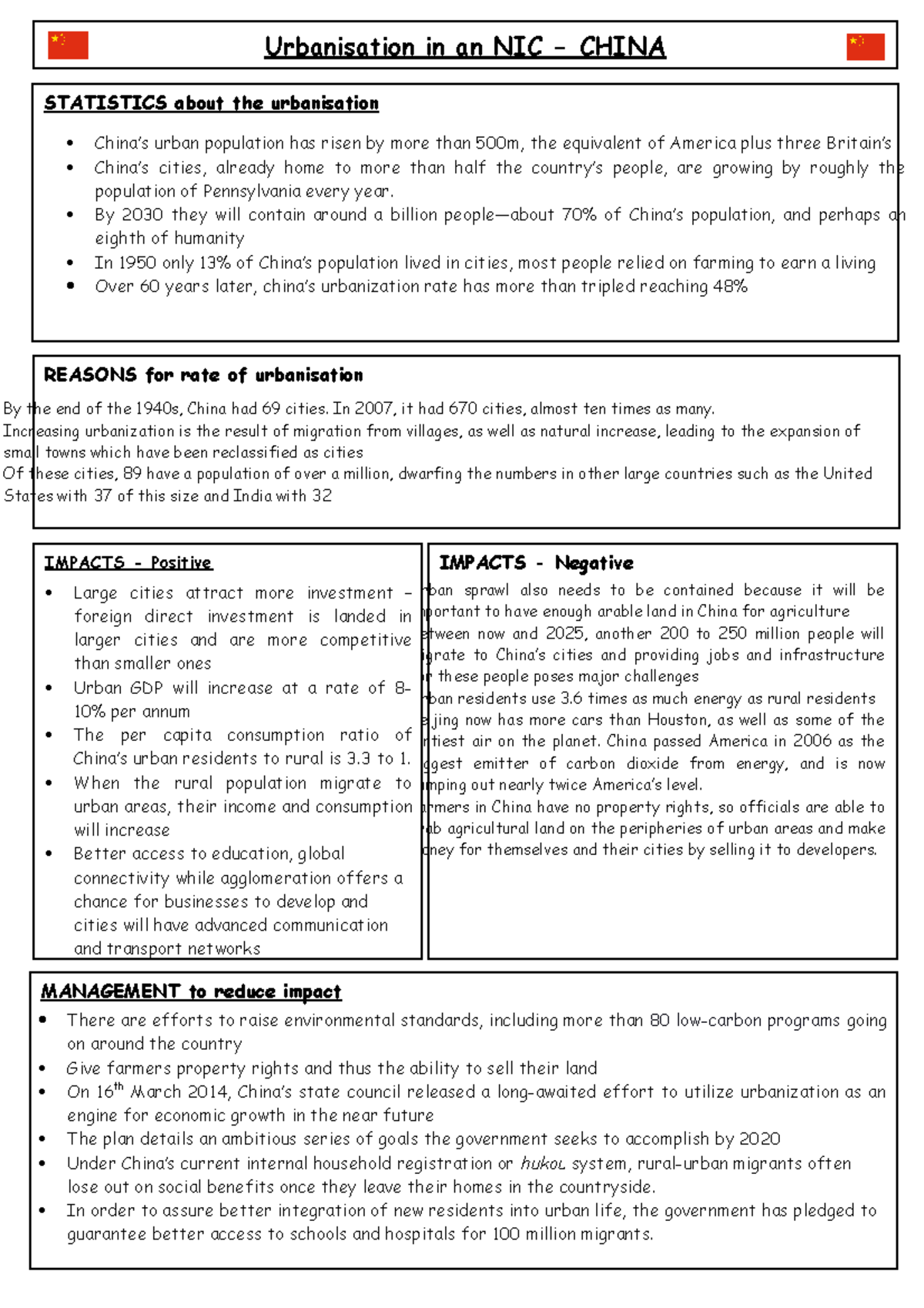 China urbanisation - Lecture notes - IMPACTS - Negative Urban sprawl ...