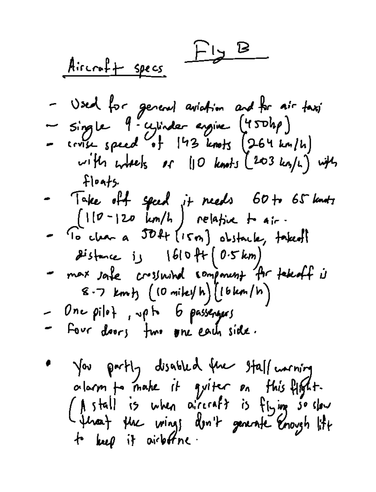 Fly B lecture notes - ####### Air raftspecs THI Used for general ...