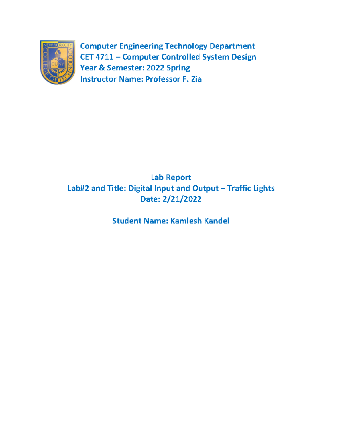 Computer Controlled Systems Design I LAB#2 - Computer Engineering ...