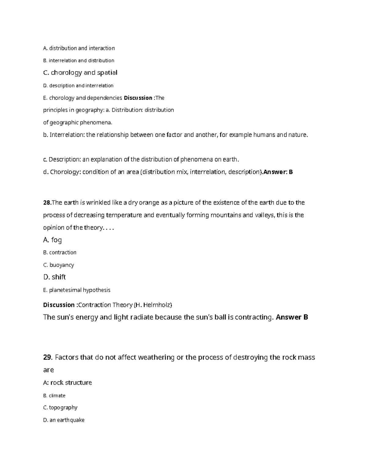 Practice Materials - Geography-5 - A. distribution and interaction B ...