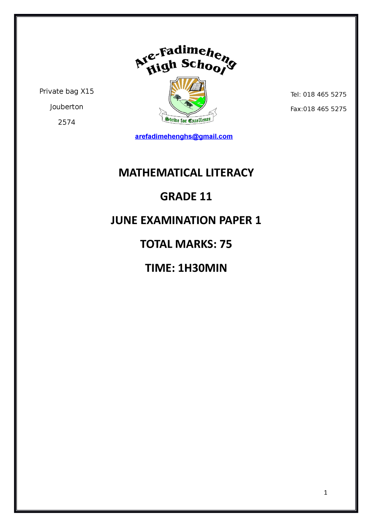 mathematics literacy grade 11 term 2 assignment