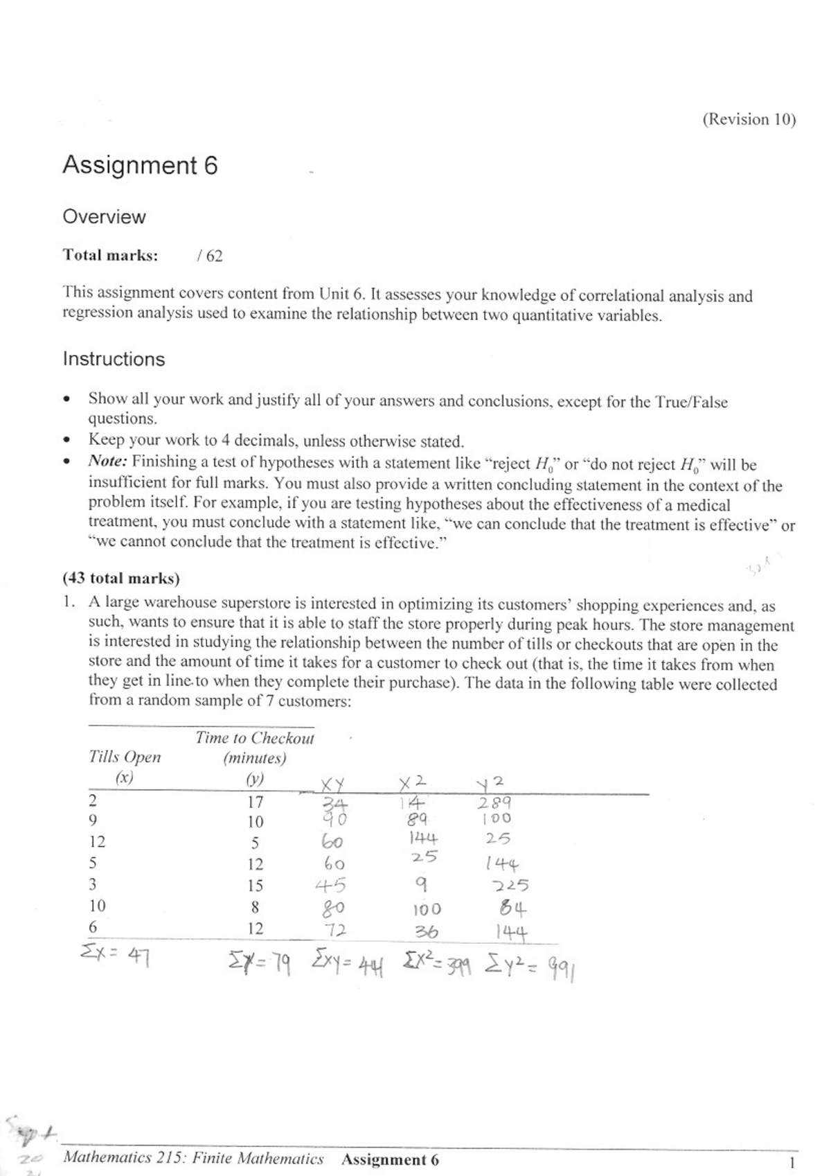 Qiyingca 3536753 MATH215 Assignment 6 Assigment 6 - Math 215 - Studocu