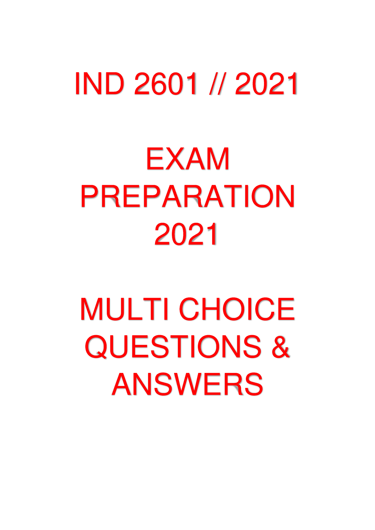 IND2601 MCQ Exam Preperation 2021 - IND 2601 // 2021 EXAM PREPARATION ...