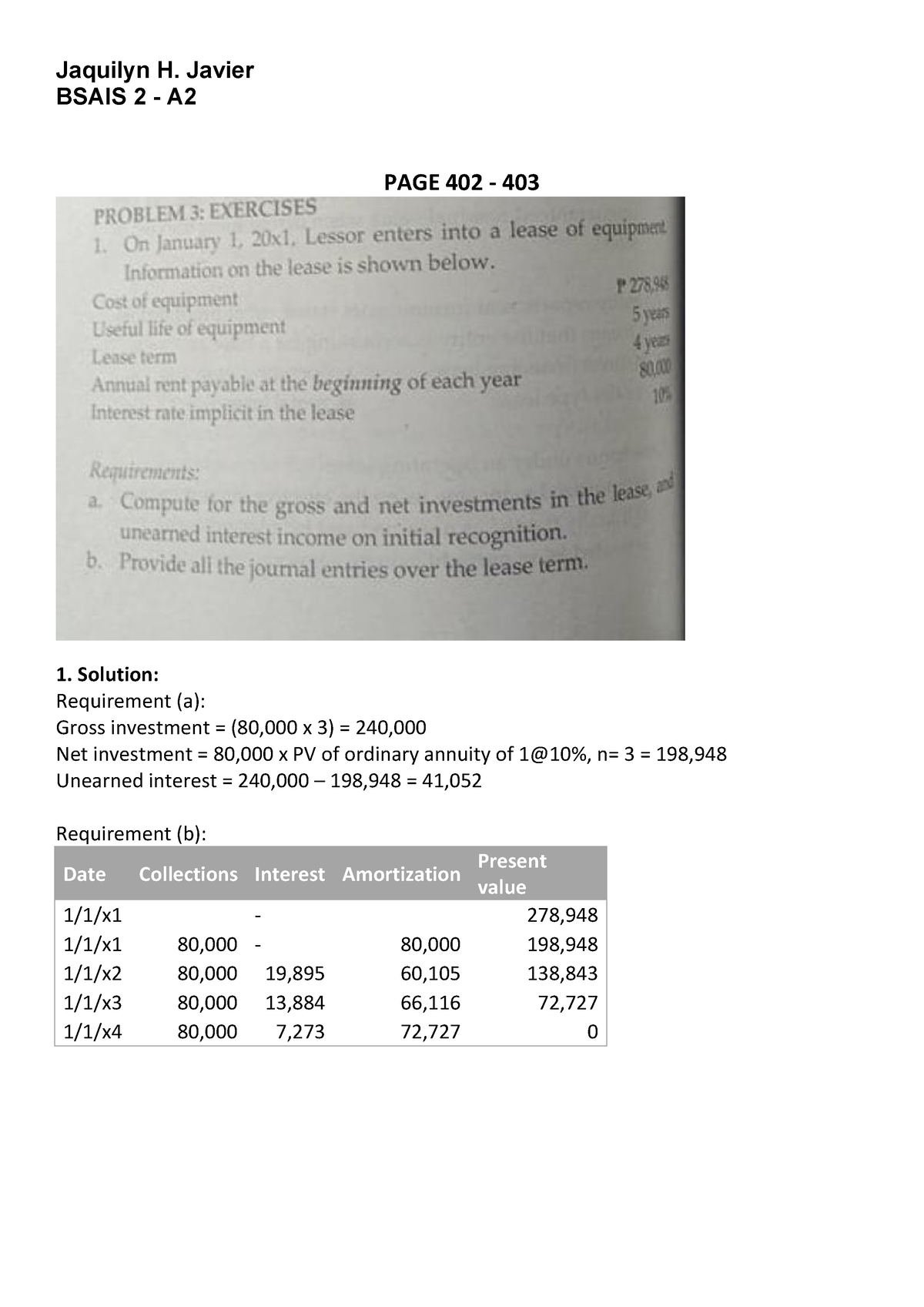 Intermediate Accounting 2 - Activity 7 - Jaquilyn H. Javier BSAIS 2 A2 ...