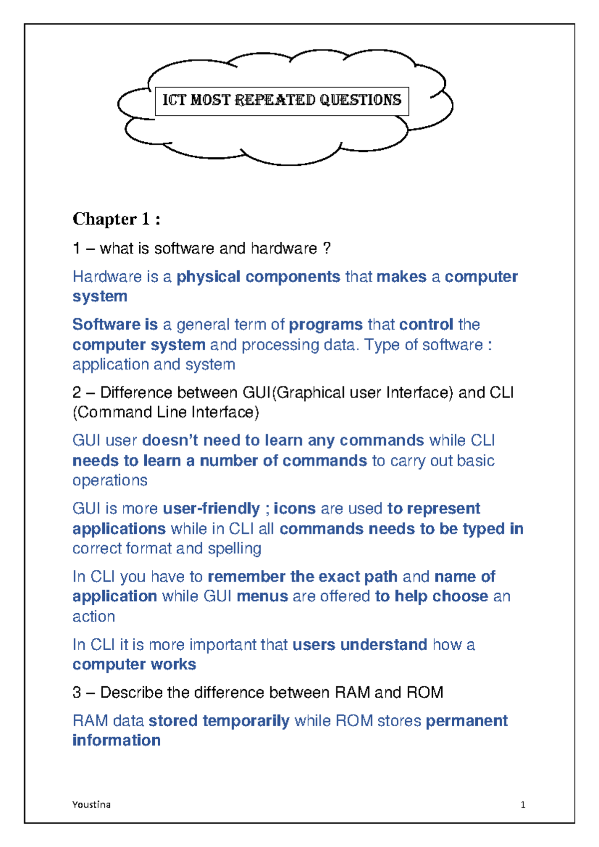 ICT Revision - Chapter 1 : 1 – what is software and hardware? Hardware ...