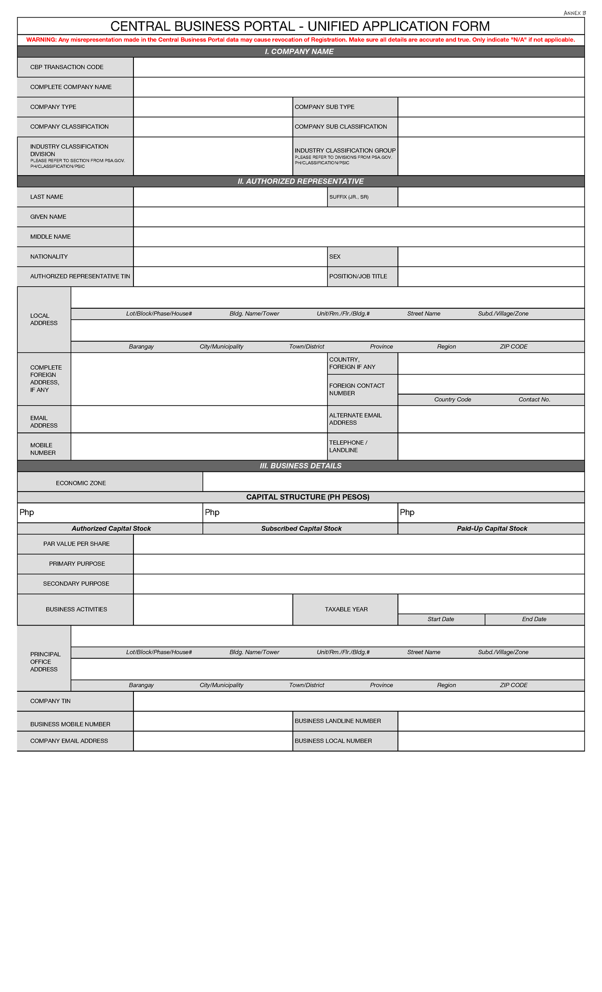 Rmc No. 15-2021 Annex - Central Business Portal - Unified Application 