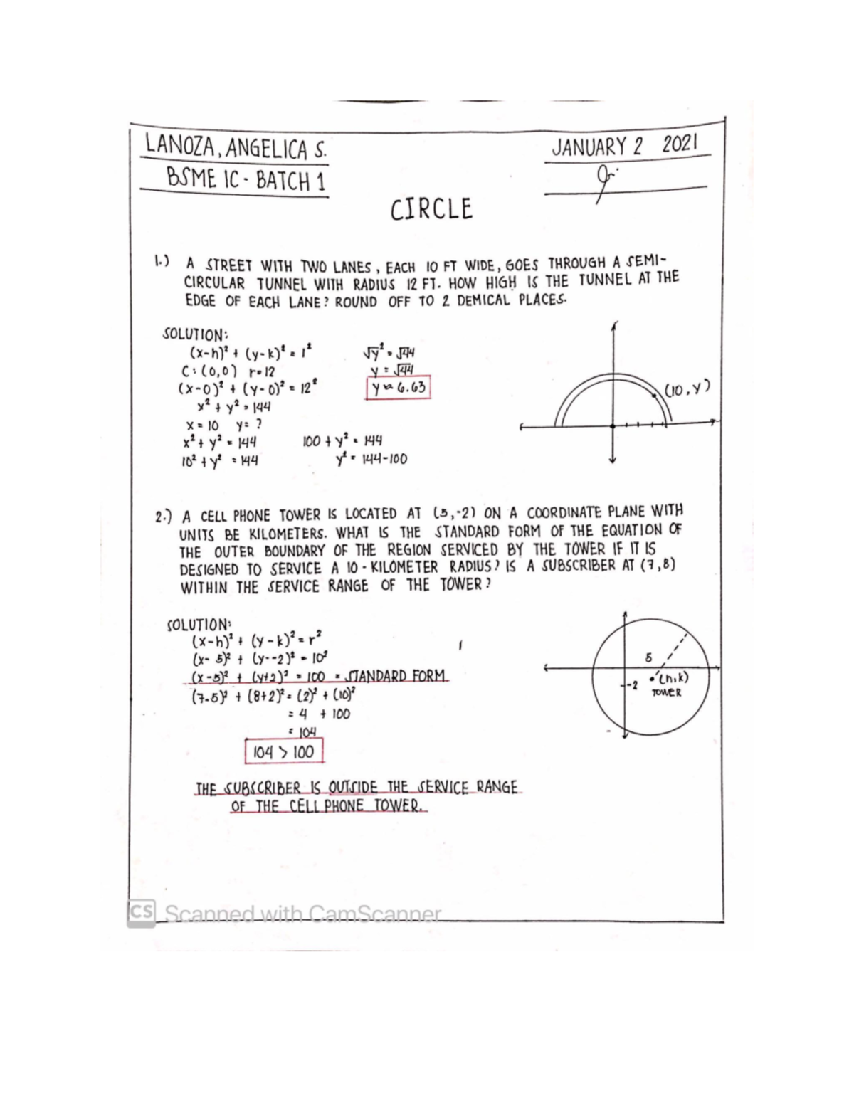 Circle Notes - Math for Engineers - PangSU - Studocu