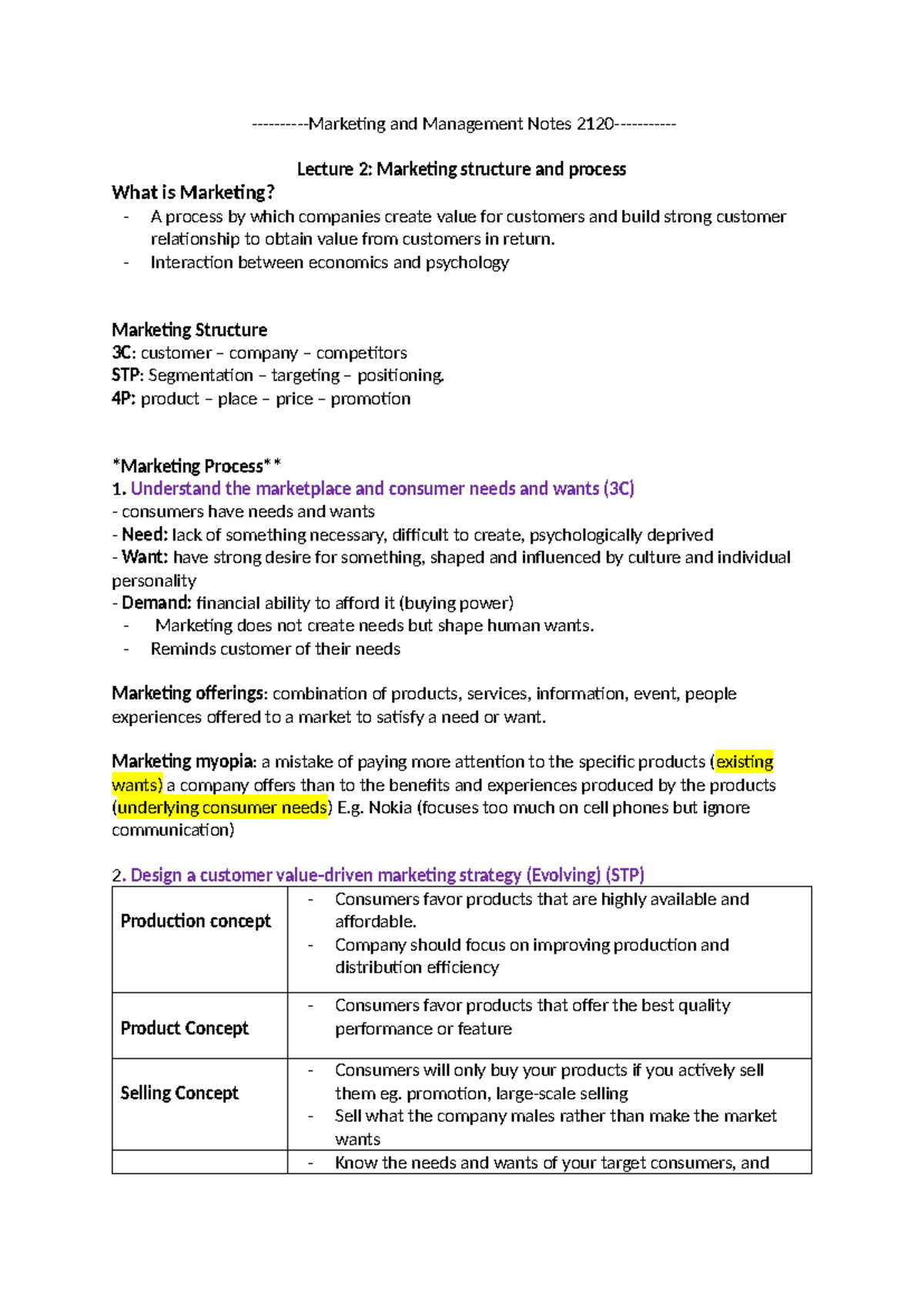 Marketing and Management Notes 2120 -Marketing and Management Notes ...