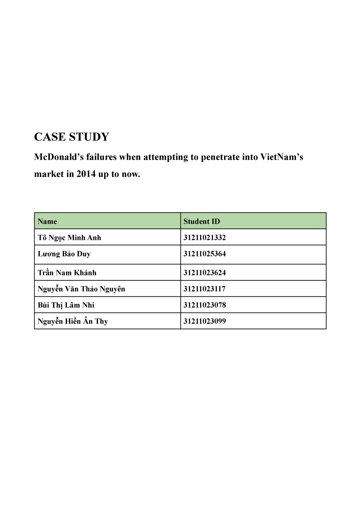 mcdonald's case study solution