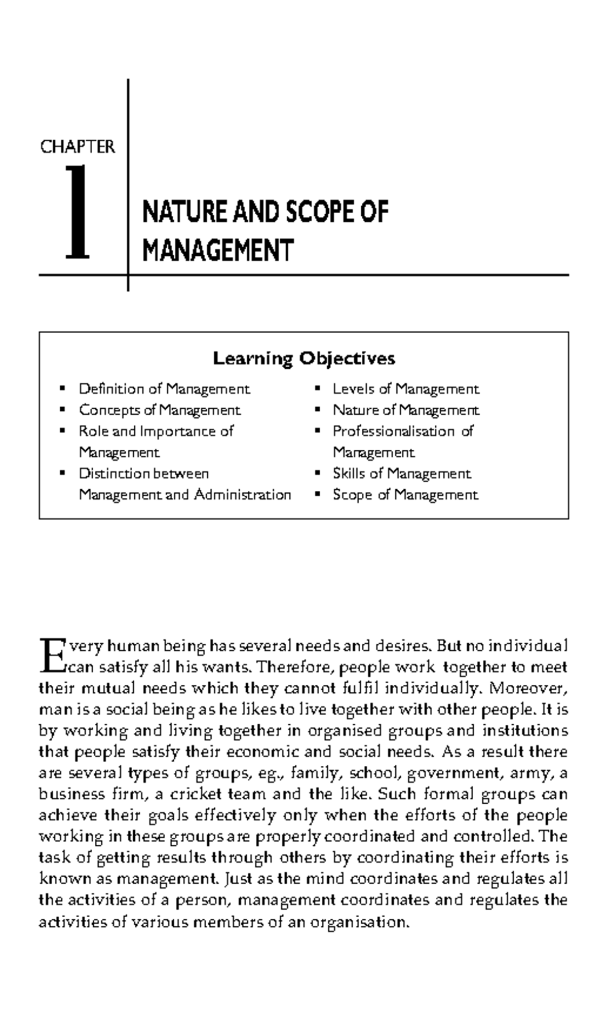 000951 - Nature and scope of management - CHAPTER 1 NATURE AND SCOPE OF ...