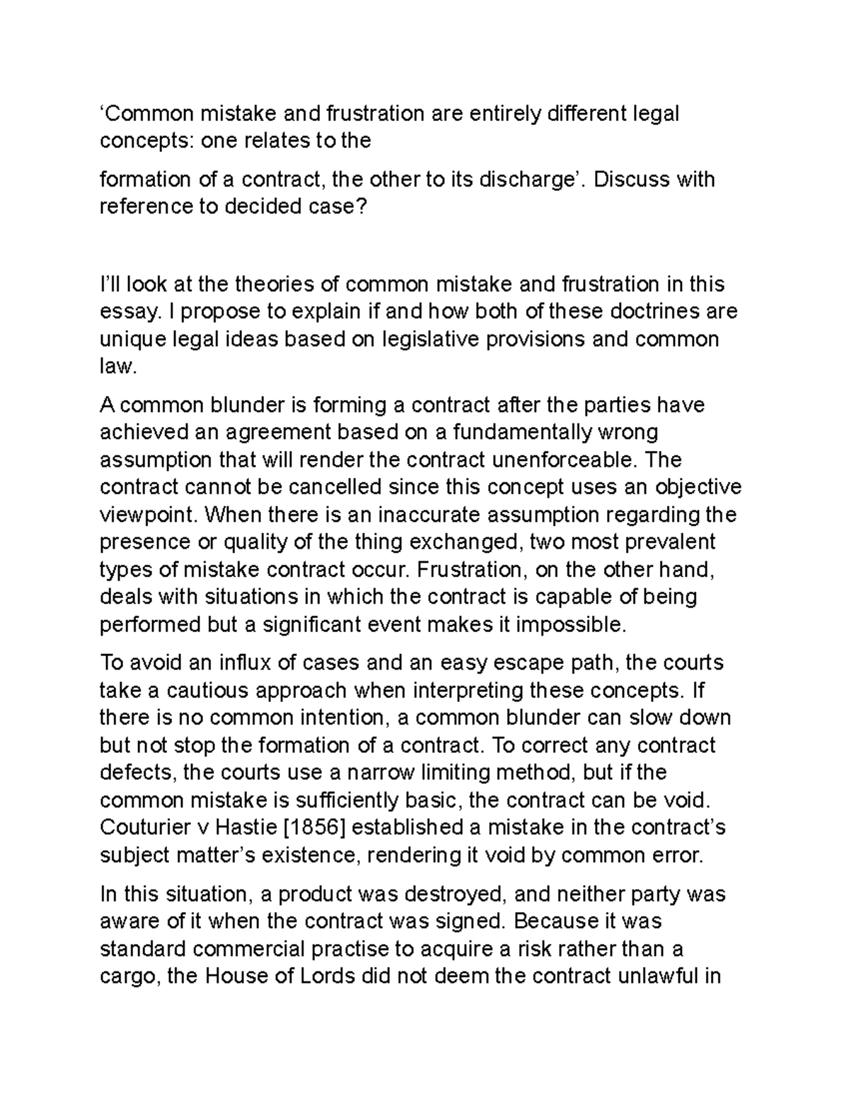 Mistake and frustration essay - ‘Common mistake and frustration are ...