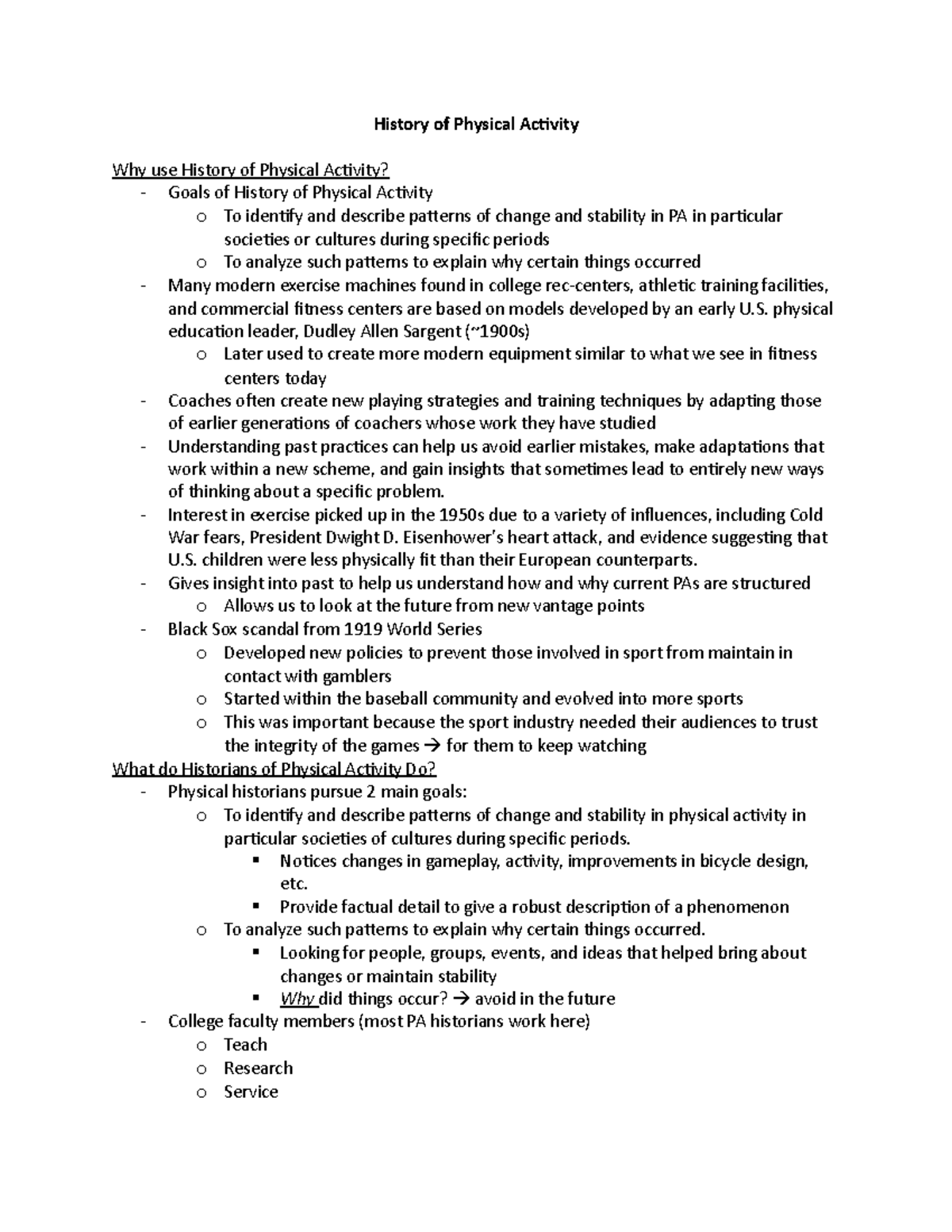 Foundations in Kinesiology Chapter 4 History of Physical Activity