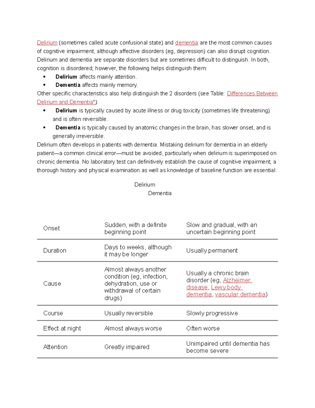 dementia and delirium case study ati