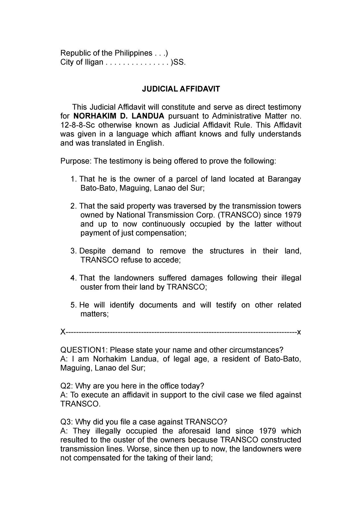 Judicial Affidavit Norhakim Landua Republic Of The Philippines   Thumb 1200 1835 