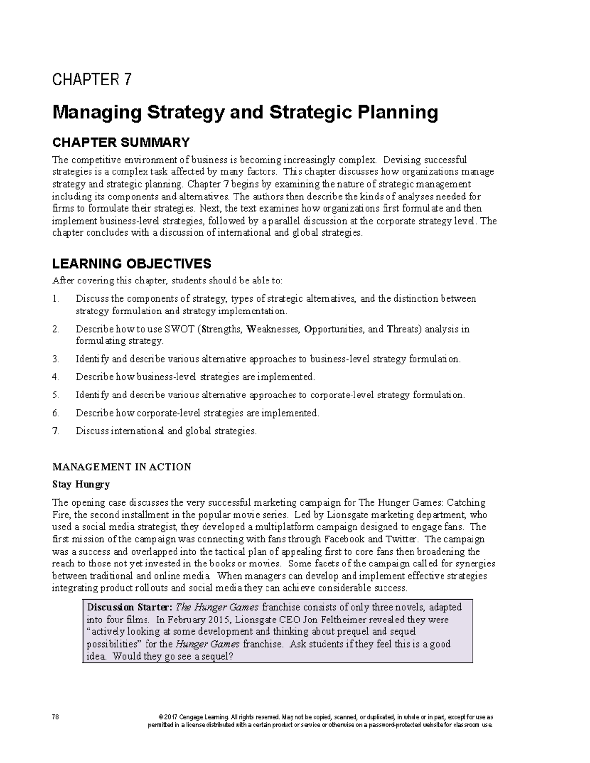 cHAPTER 2 - eXTRA DOCIMEN - CHAPTER 7 Managing Strategy and Strategic ...