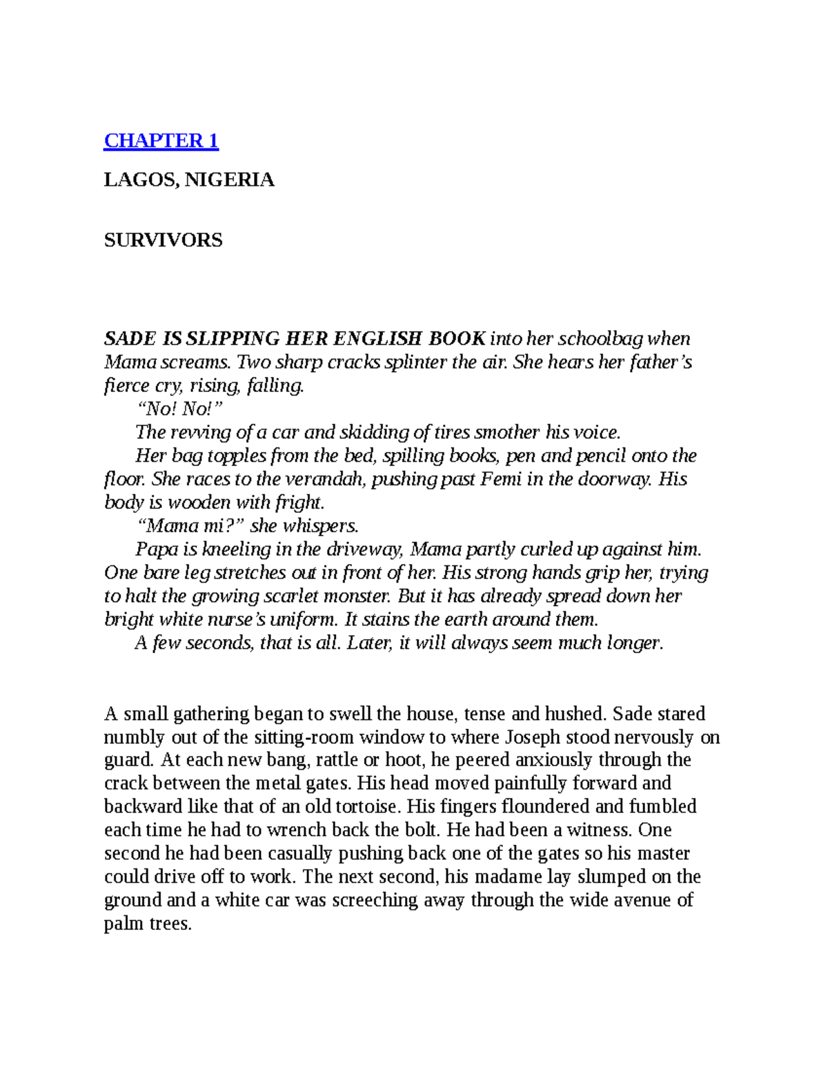 The Other Side of Truth.pdf - CHAPTER 1 LAGOS, NIGERIA SURVIVORS SADE