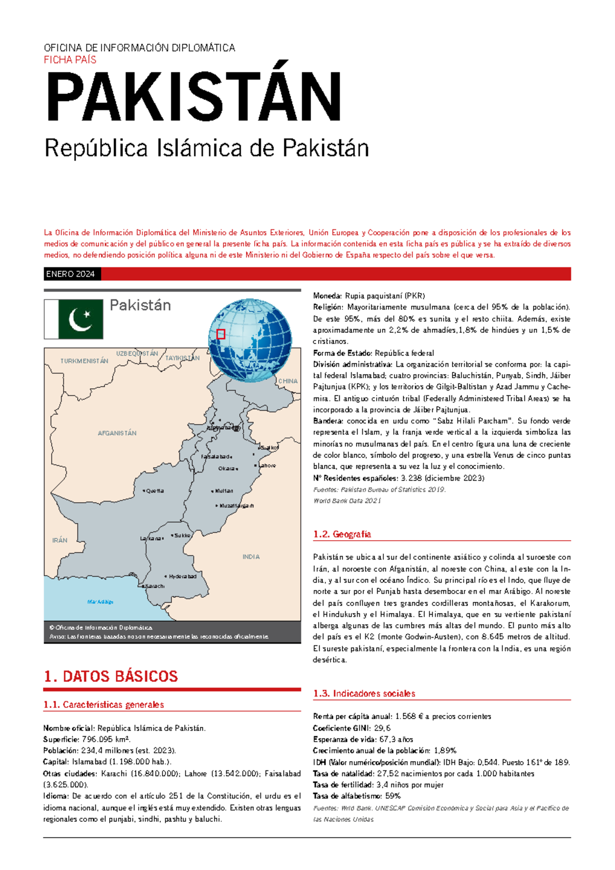 Pakistan Ficha PAIS - ............................. - PAKISTÁN ...