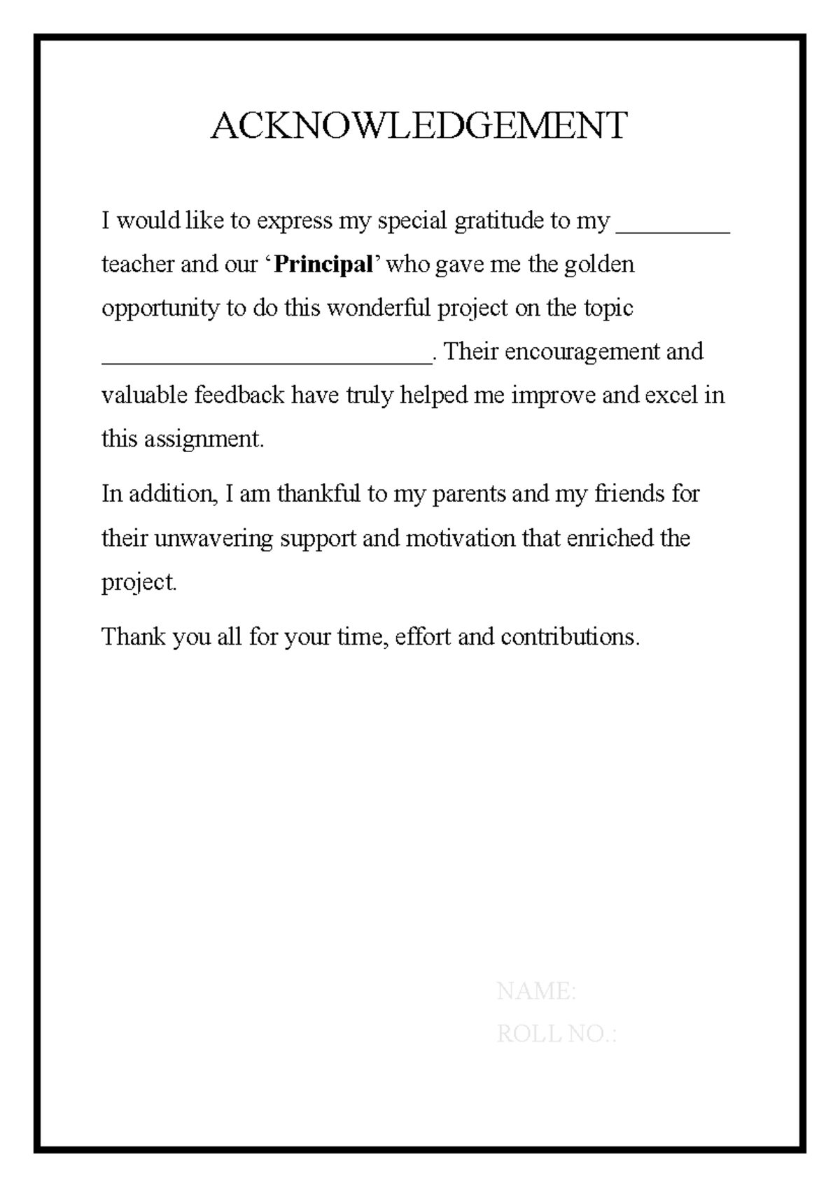 Acknowledgement - dnd - ACKNOWLEDGEMENT I would like to express my ...