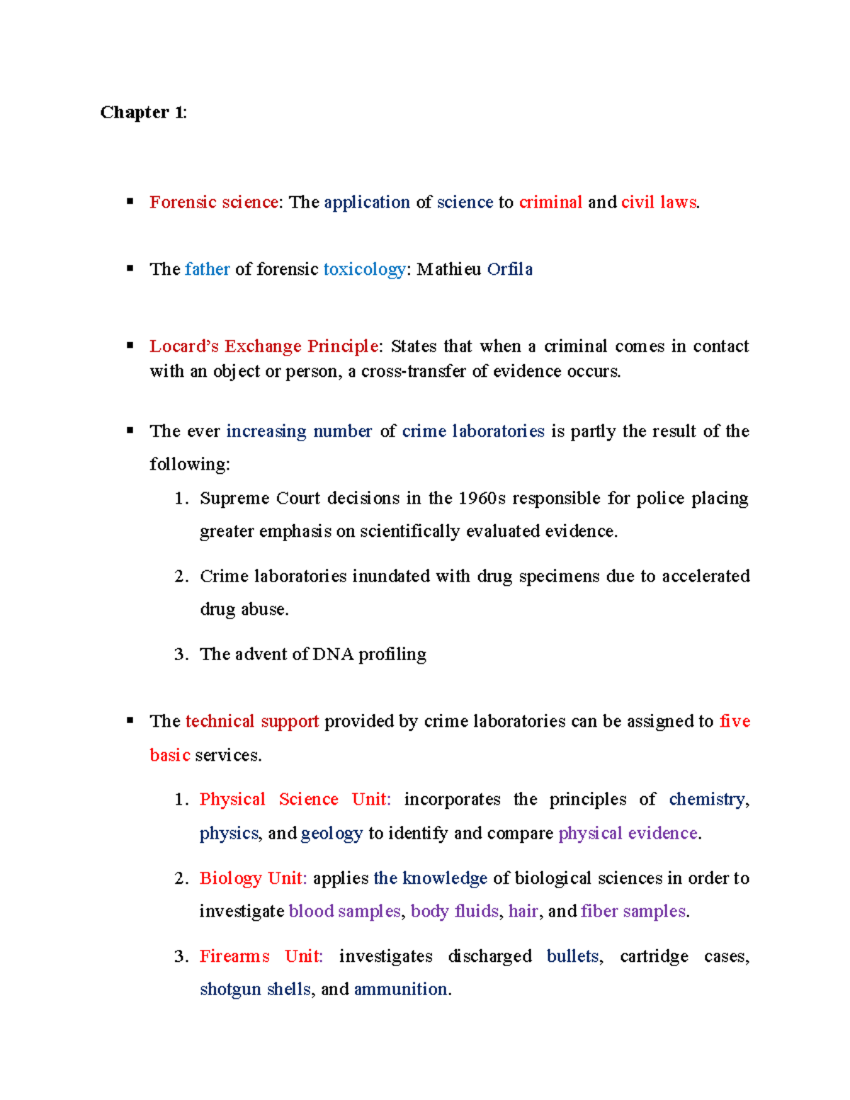 Chapters Review - Chapter 1: Forensic science: The application of ...