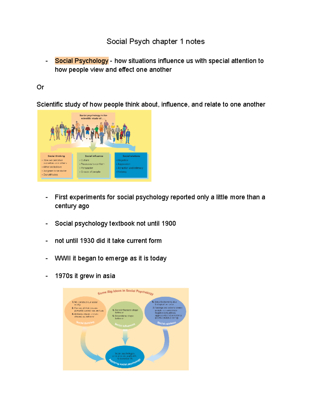 Social Psych chapter 1 notes - Social Psych chapter 1 notes Social ...