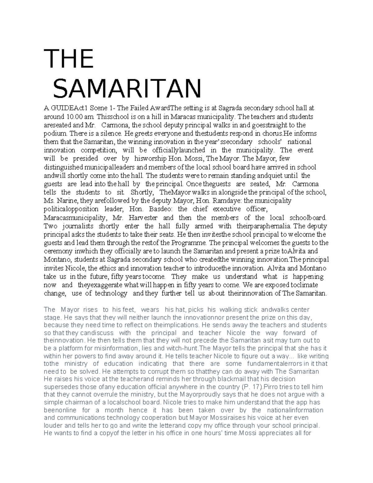 the samaritan essay questions and answers pdf download