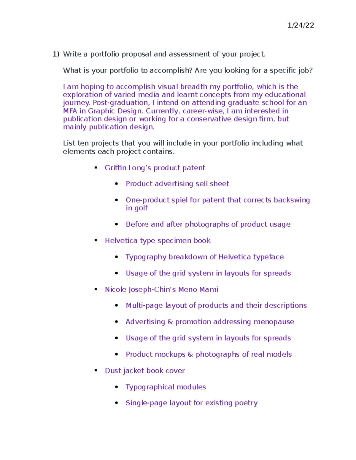 Artist-Proposal-&-Timeline 1-24-22 - Write a portfolio proposal and ...