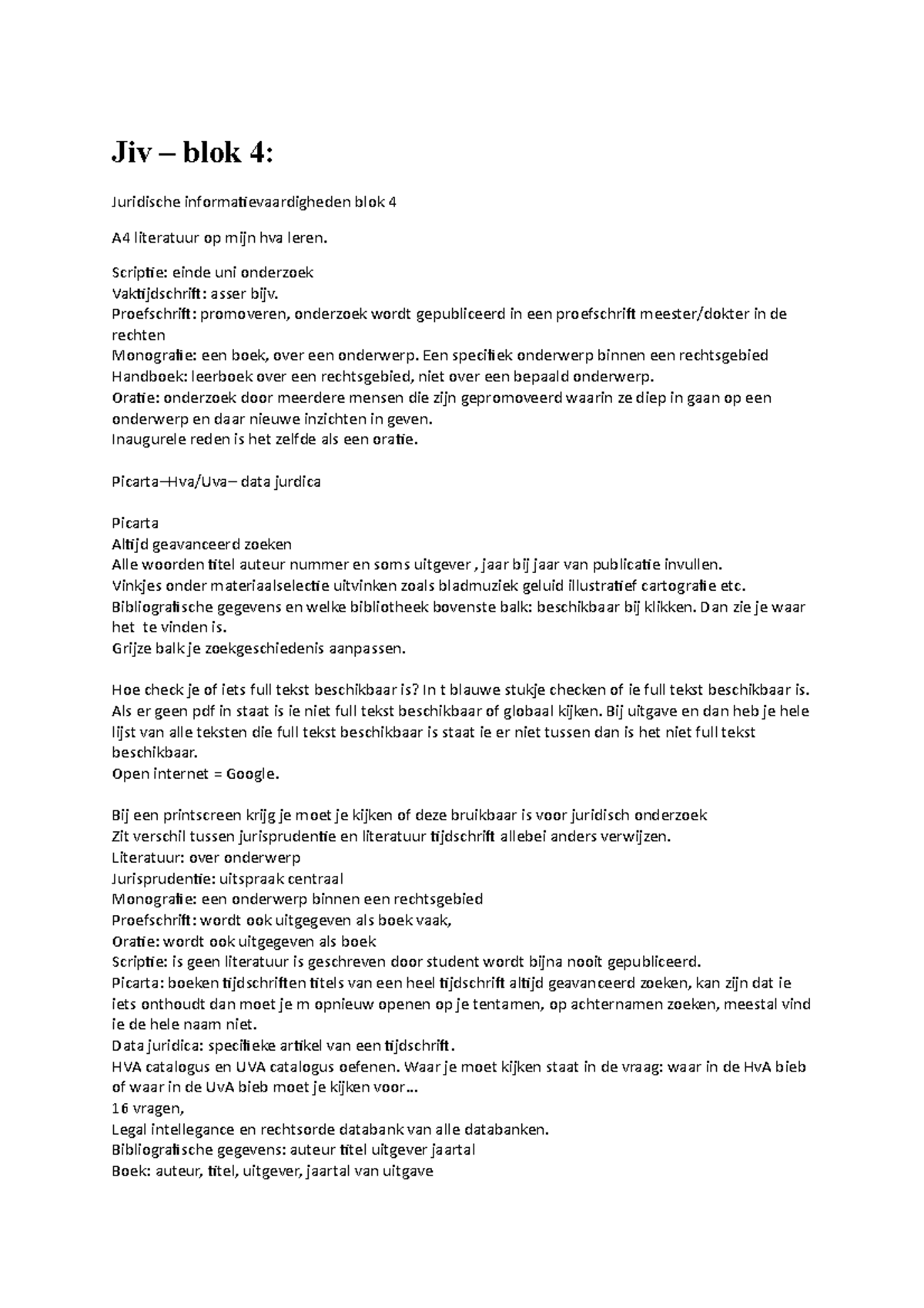 Jiv 2 2 Blok 4 Aantekeningen Jiv Blok 4 Juridische Informatievaardigheden Blok 4 A4 Studeersnel