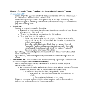 Chapter 4 - Chapt 4 textbook notes - Chapter 4 - Freud’s Psychoanalytic ...