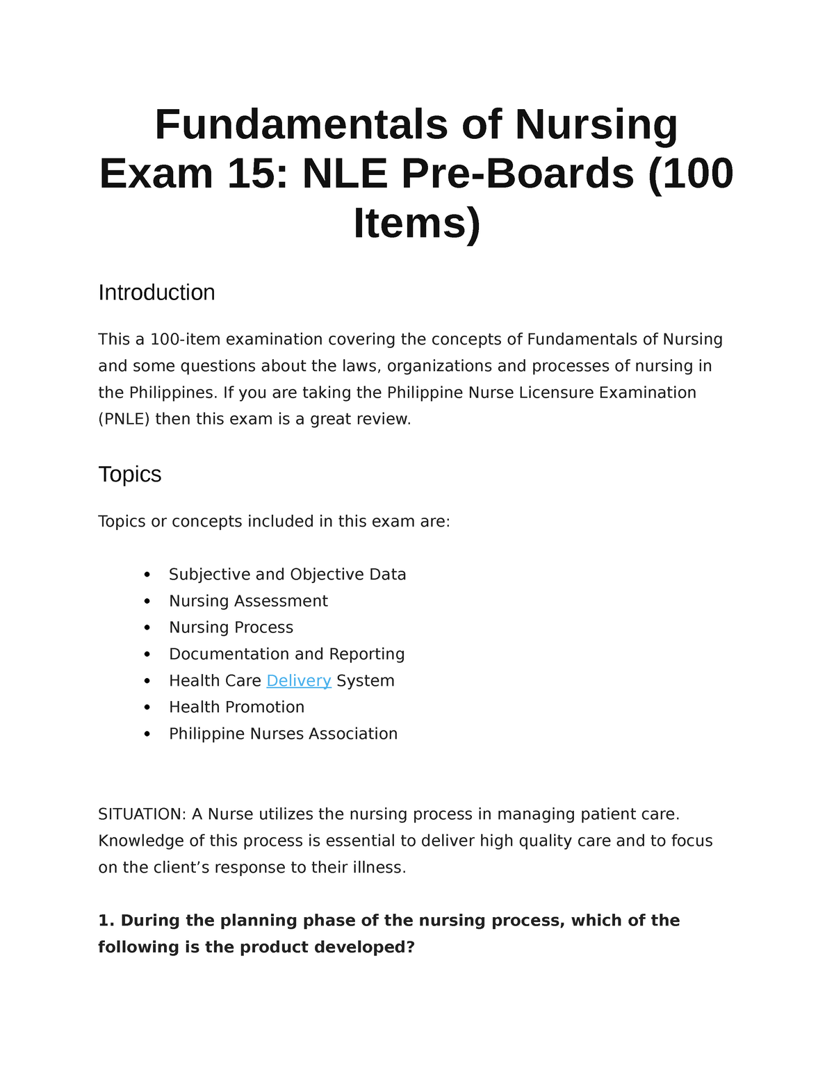 Fundamentals Of Nursing Exam 15 - If You Are Taking The Philippine ...