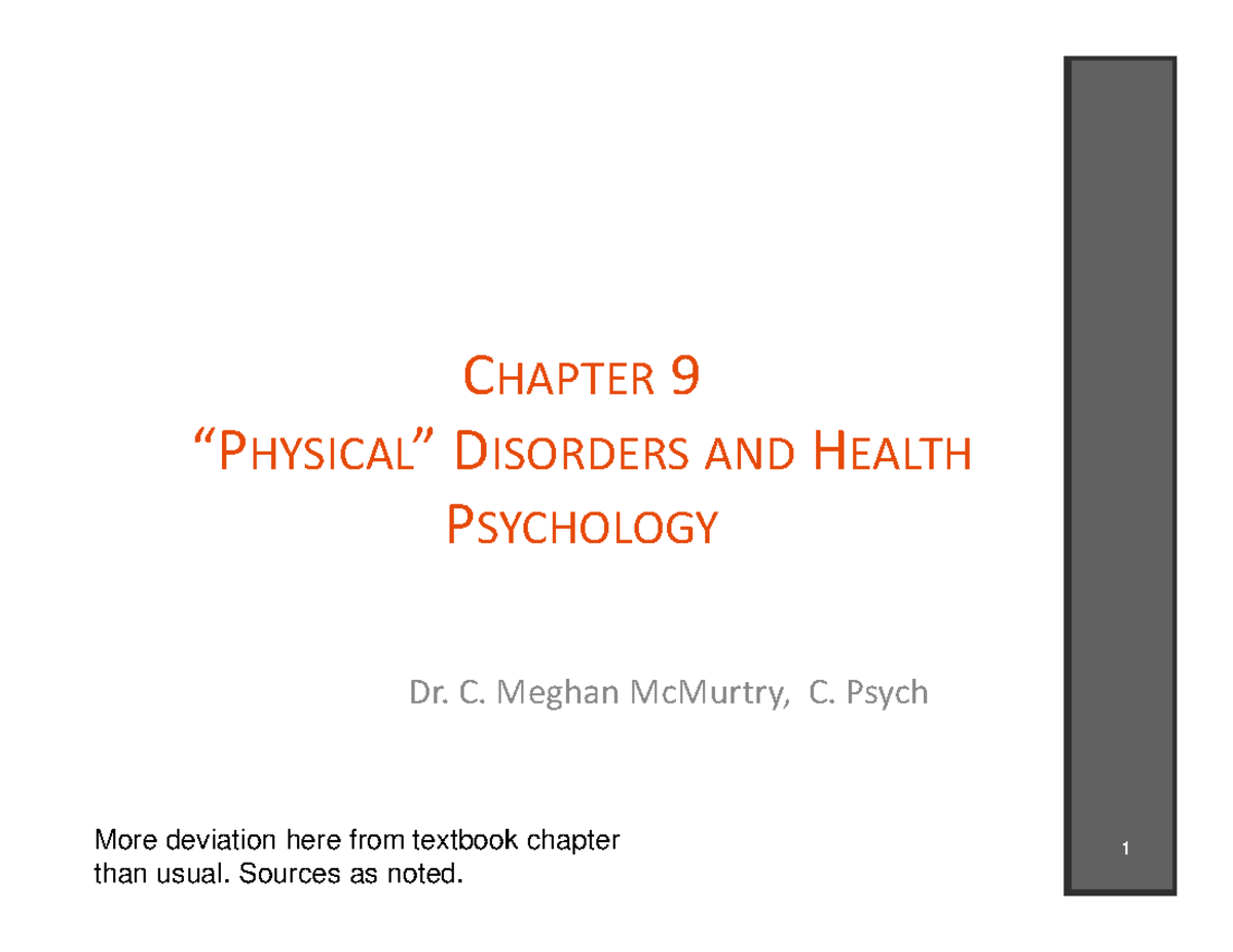 8 Physical Disorders And Health - 1 CHAPTER 9 “PHYSICAL” DISORDERS AND ...