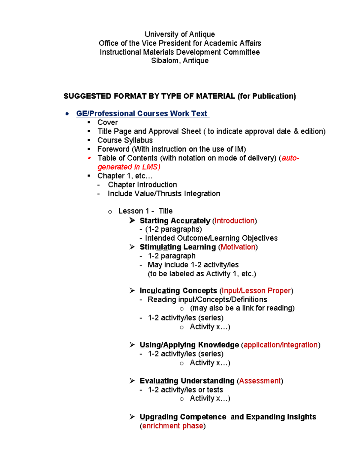 Format FOR LMS Template - University of Antique Office of the Vice ...
