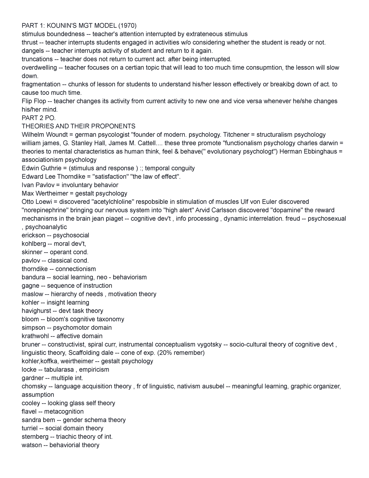 Notes Prof Ed THANK PART 1 KOUNIN S MGT MODEL 1970 stimulus