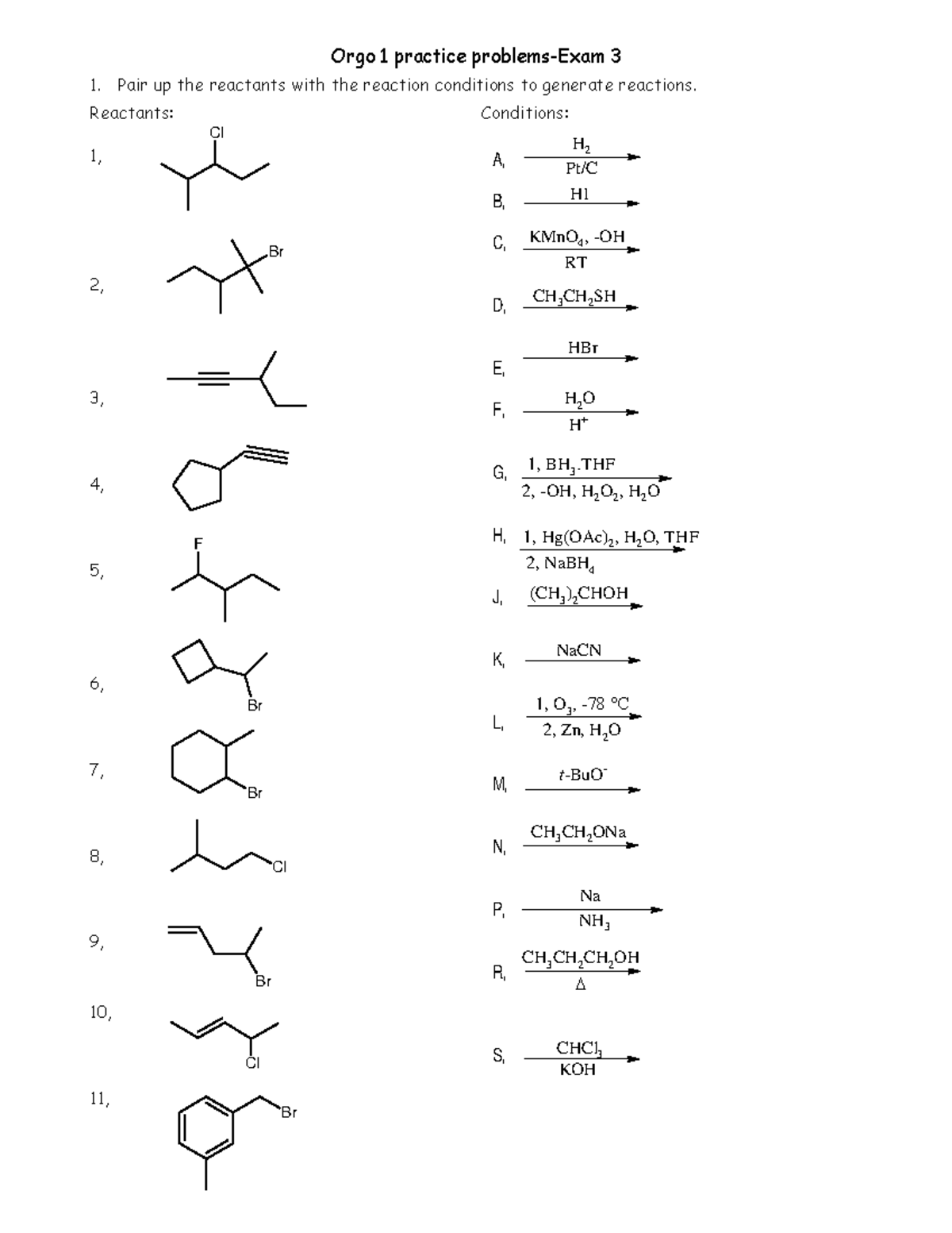 ORGANIC CHEM Exam 3 Practice Problems - CHM2210 - Studocu