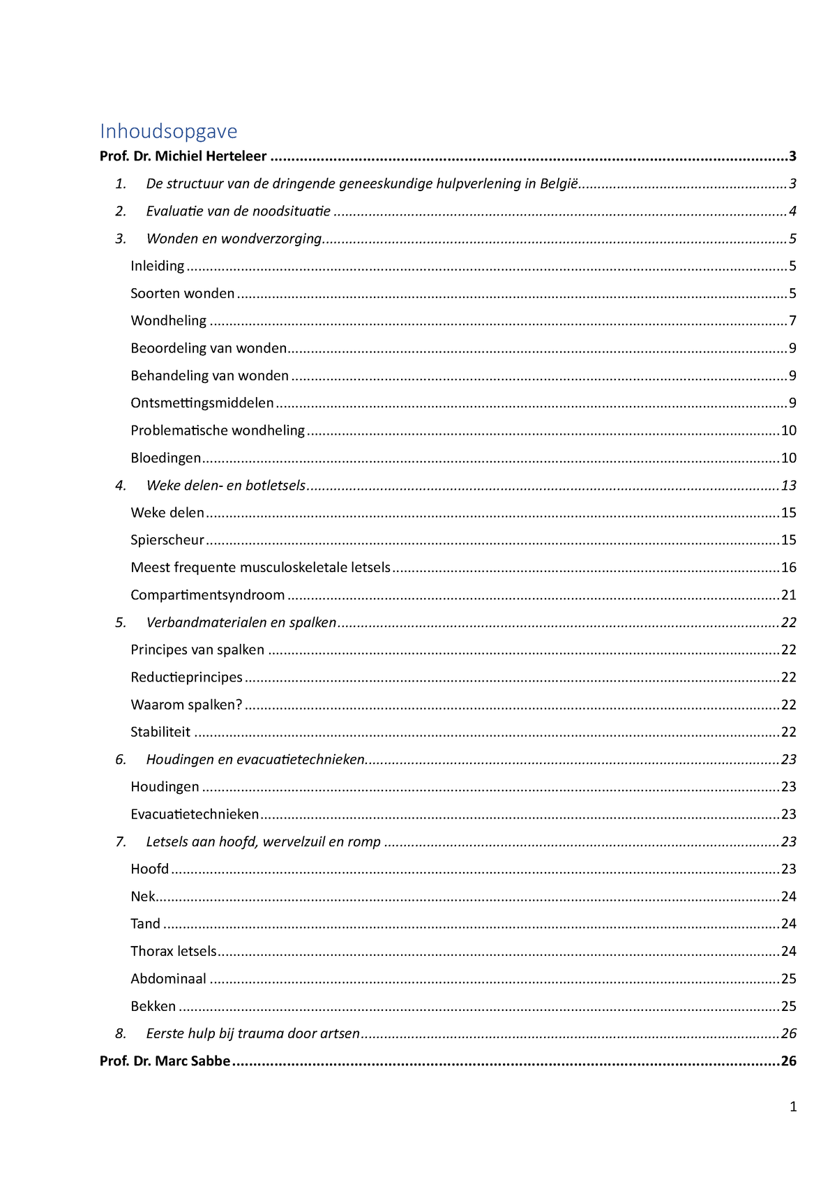 EHBO En Verbandleer - Samenvating Van De Lessen Van Prof Dr. Marc Sabbe ...