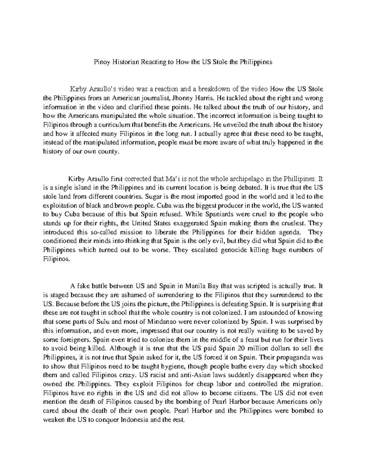 Pinoy Historian Reacting to How the US Stole the Philippines - He ...