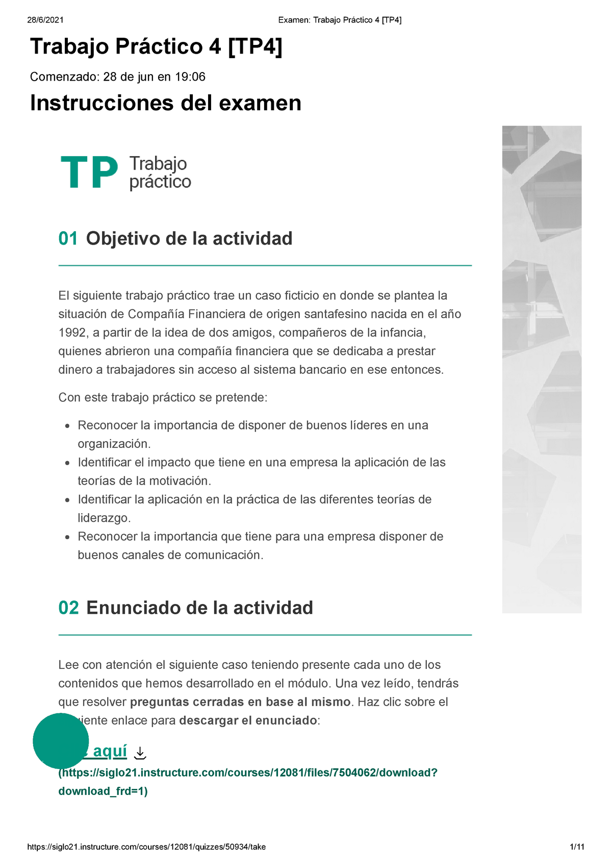 Examen Trabajo Práctico 4 [TP4] Administracion 100% - Trabajo Práctico ...