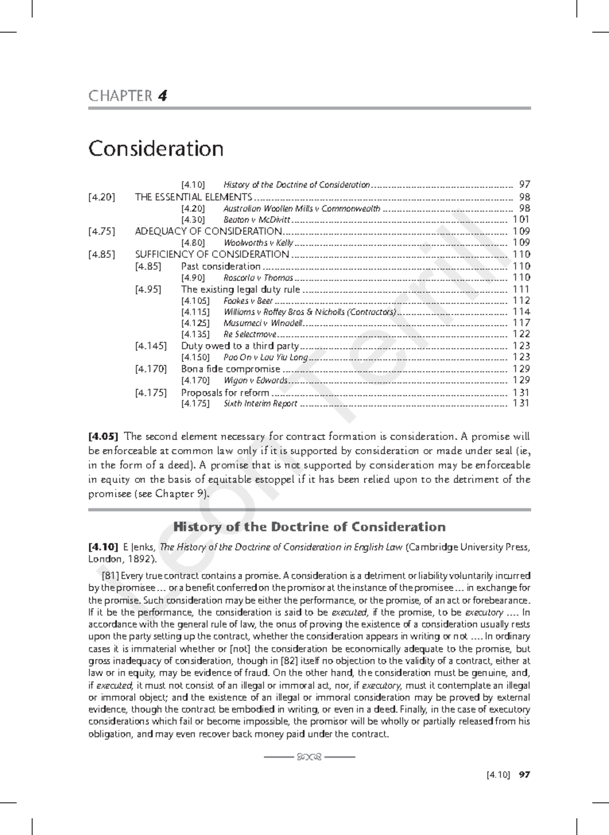 Class 2 A Readings 2021 - CHAPTER 4 Consideration [4] History of the ...