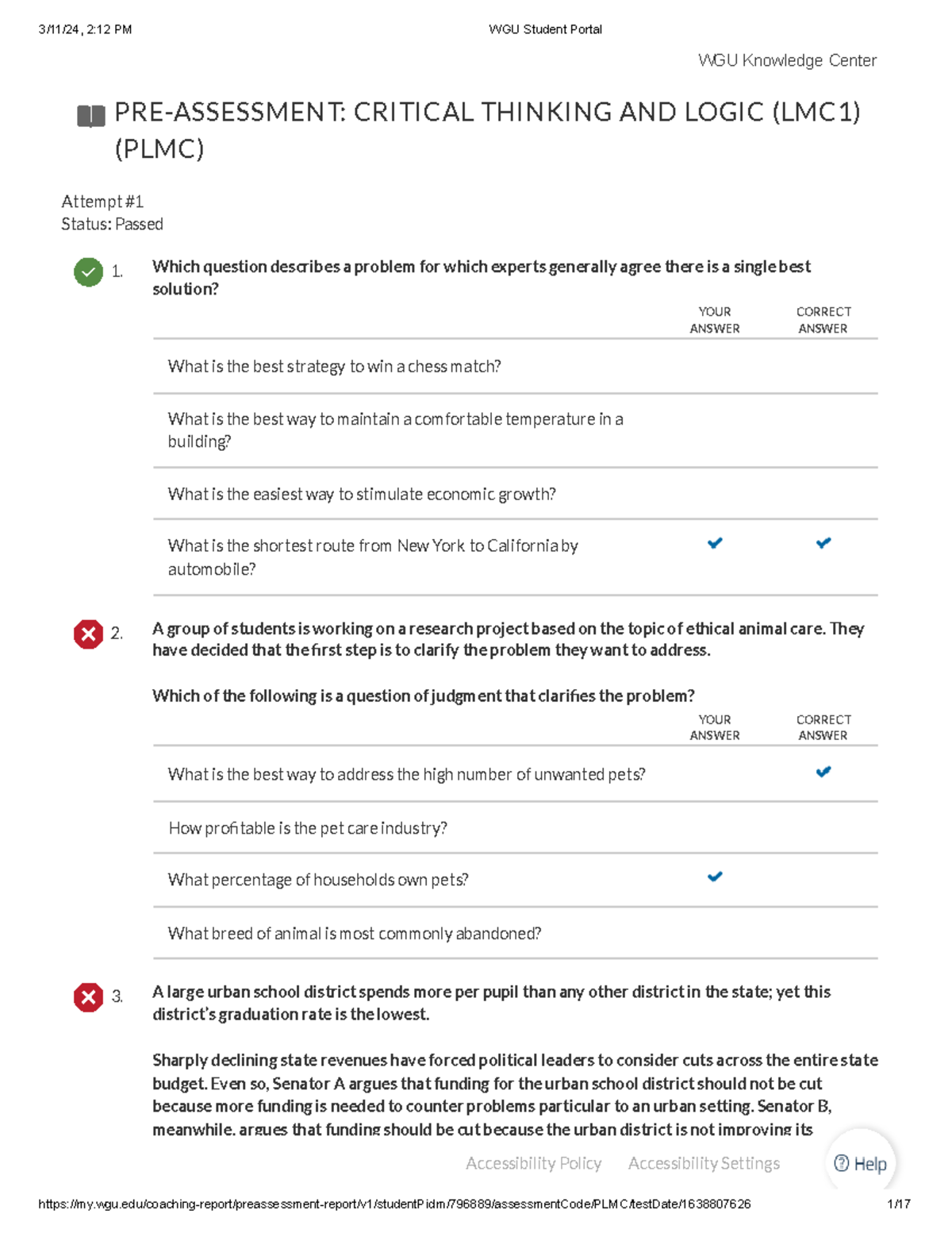 critical thinking and logic c168 practice questions