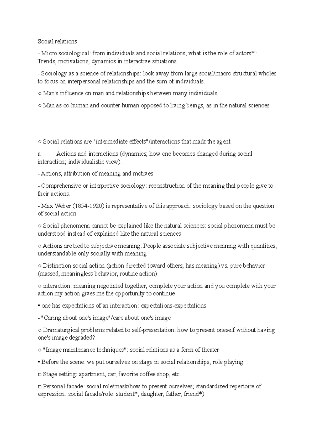 Social relations - Sociology, 1st semester courses - Social relations ...