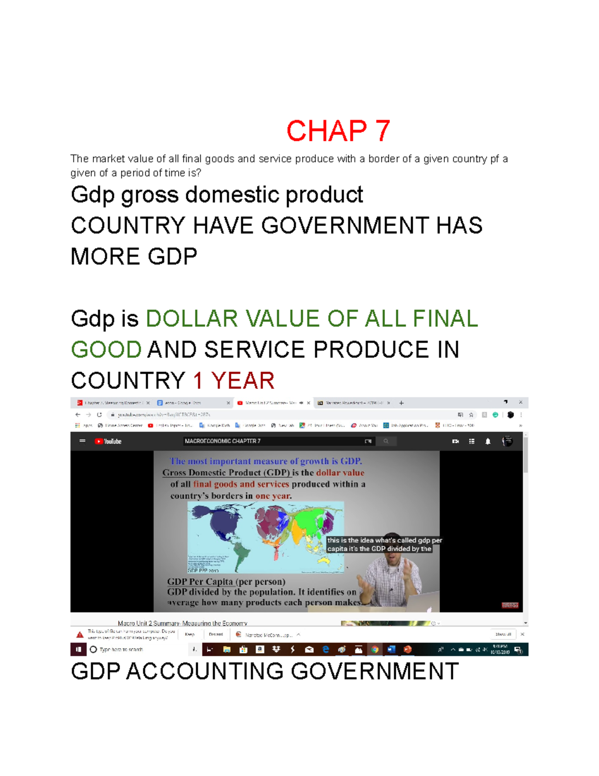NOTE CHAP 7 ECN - NOTE CHAP 7 ECN - CHAP 7 The market value of all ...