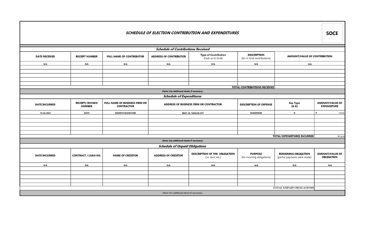 Sayson SOCE FORM 2 study DATE RECEIVED RECEIPT NUMBER FULL NAME OF