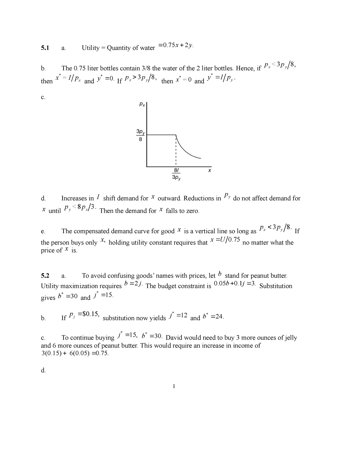 Note 5 - Solutions - 5 a. Utility = Quantity of water 0 2. xy b. The 0 ...