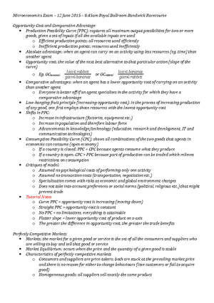 ECON1101 Microeconomics 1 Notes - Chapter 1 - Comparative Advantage and ...