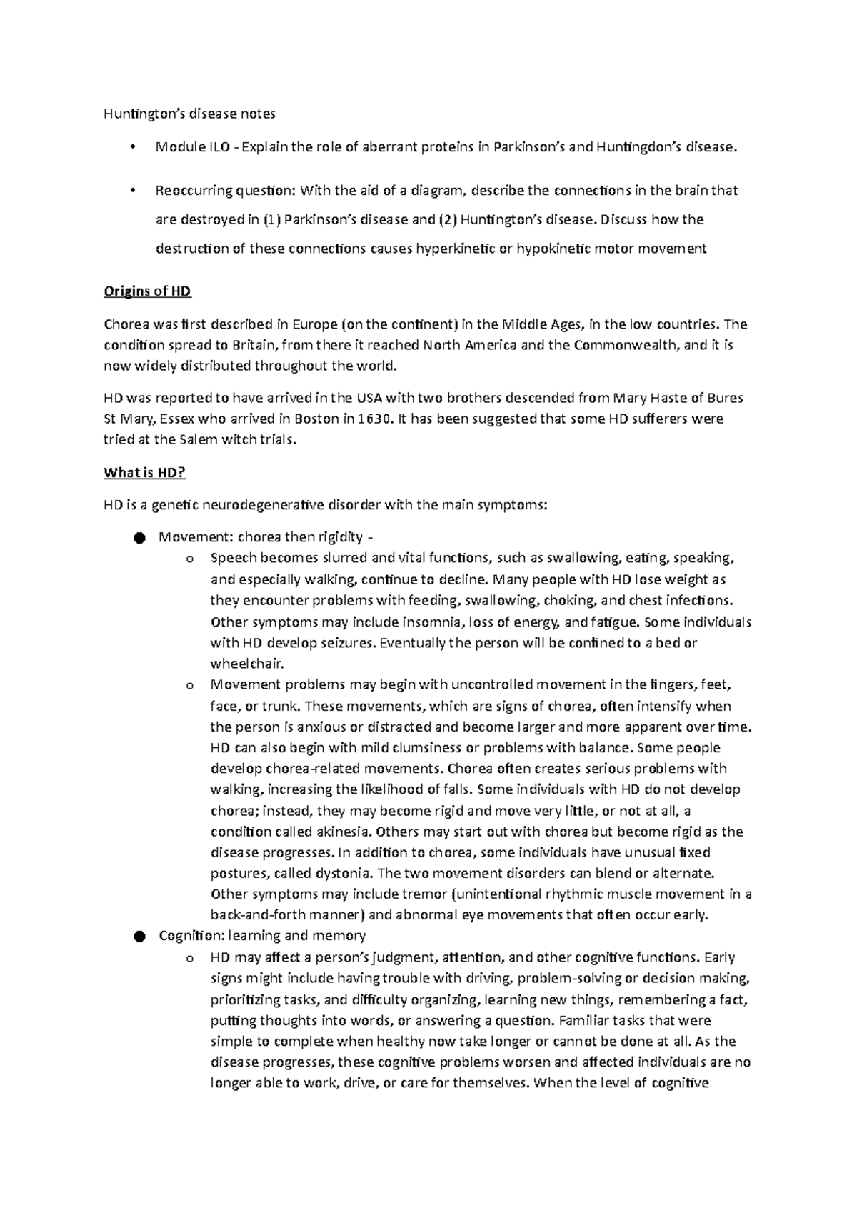 huntington-s-disease-notes-huntington-s-disease-notes-module-ilo