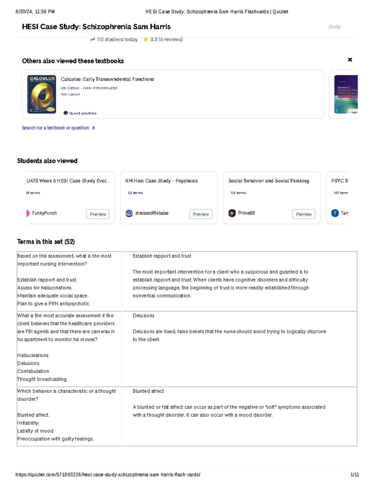 case study schizophrenia quizlet