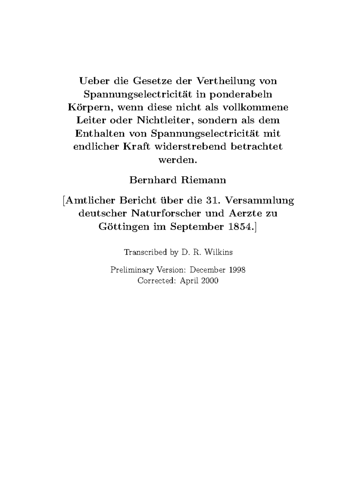 Spann - trabajo de riemann - Ueber die Gesetze der Vertheilung von ...